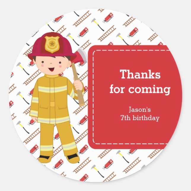 Firefighter Classic Round Sticker (Front)