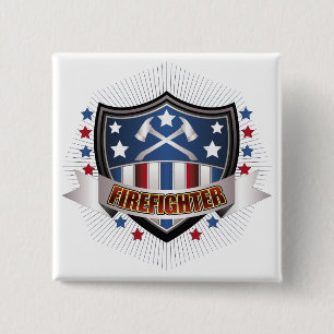 Firefighter Crest 2 Inch Square Button