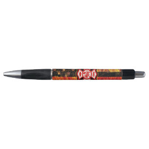 Firefighter Cross and Flames Pen