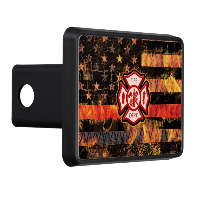 Firefighter Cross and Flames Trailer Hitch Cover (Right)