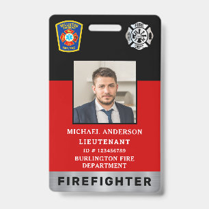 Firefighter Custom Logo Photo Professional ID Card Badge