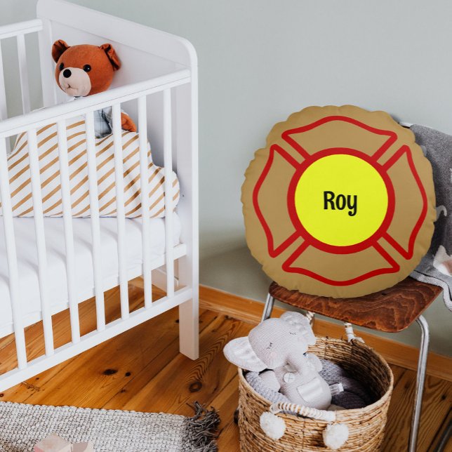  Firefighter Custom Name Round Pillow (Creator Uploaded)