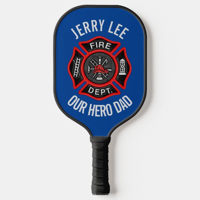 Firefighter Custom Text Name Personalized Pickleball Paddle (Front)