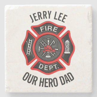 Firefighter Custom Text Name Personalized Stone Coaster