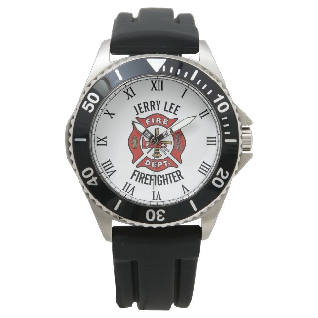 Firefighter Custom Text Name Personalized Watch (Front)