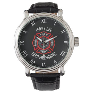 Firefighter Custom Text Name Personalized Watch