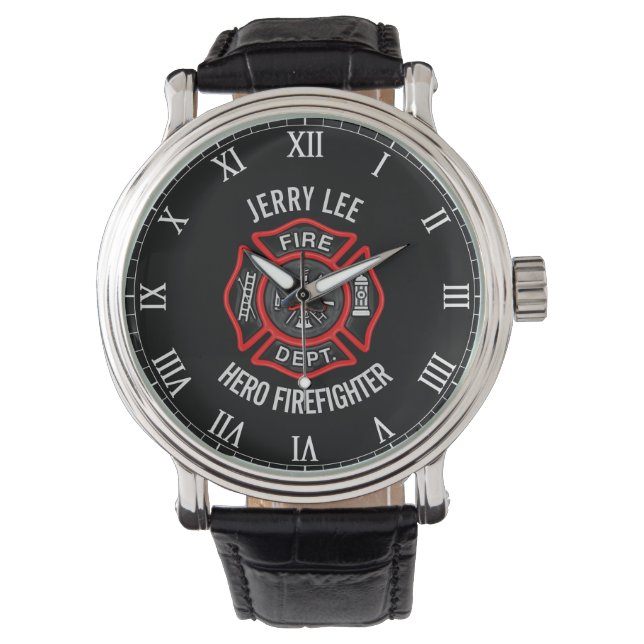 Firefighter Custom Text Name Personalized Watch (Front)