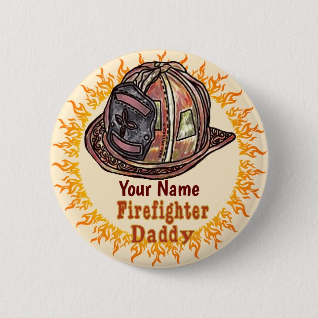 Firefighter Dad  2 Inch Round Button (Front)