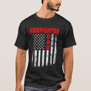 Firefighter Dad America Flag Fatheru2019s Day Vint T-Shirt