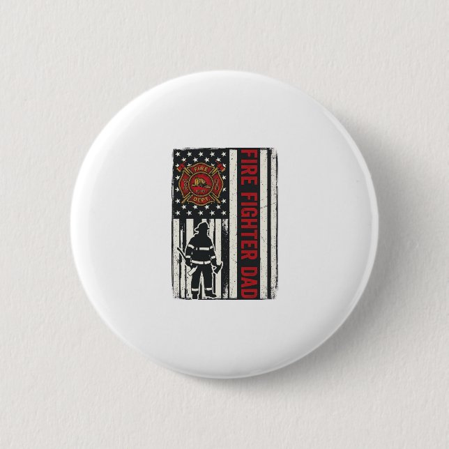 Firefighter Dad Distressed Flag Vector Design_1 2 Inch Round Button (Front)