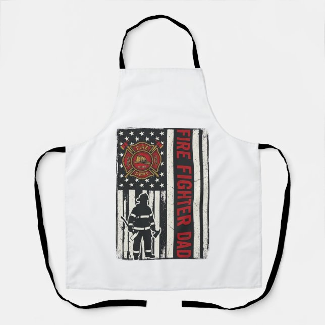 Firefighter Dad Distressed Flag Vector Design_1 Apron (Front)