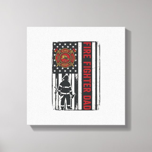 Firefighter Dad Distressed Flag Vector Design_1 Canvas Print (Front)