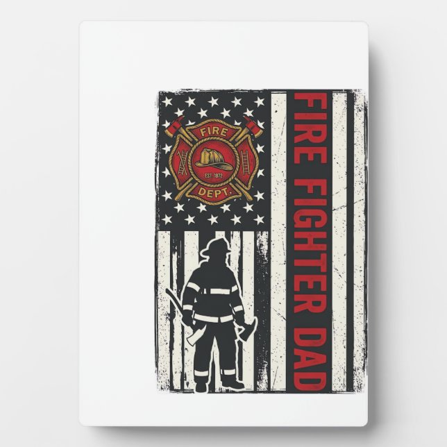 Firefighter Dad Distressed Flag Vector Design_1 Plaque (Front)