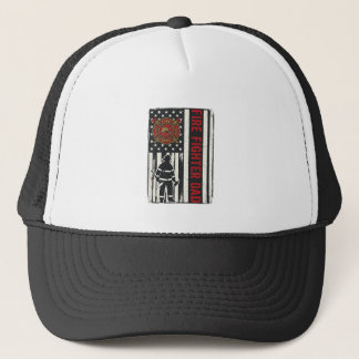 Firefighter Dad Distressed Flag Vector Design_1 Trucker Hat