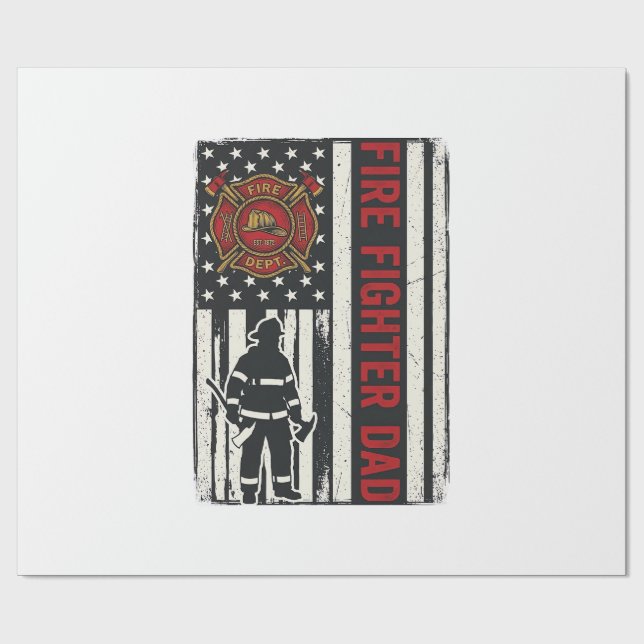 Firefighter Dad Distressed Flag Vector Design_1 Wrapping Paper (Flat)