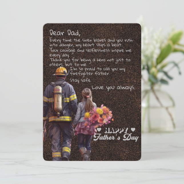 Firefighter Dad-Father's Day-Father Daughter Invitation (Standing Front)