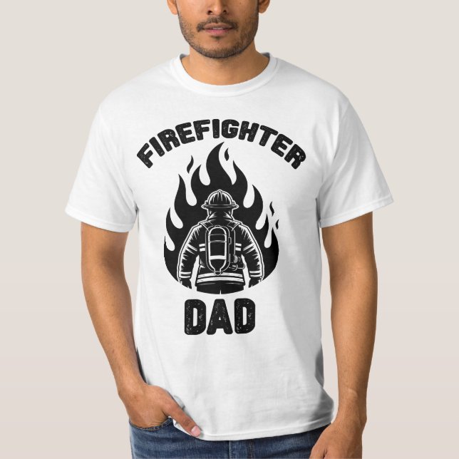 Firefighter Dad, Fathers Day  T-Shirt (Front)
