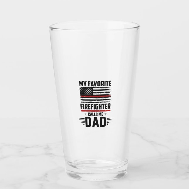 Firefighter Dad Flag Vintage Engraving Design_1 Glass (Front)