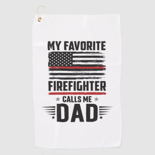 Firefighter Dad Flag Vintage Engraving Design_1 Golf Towel