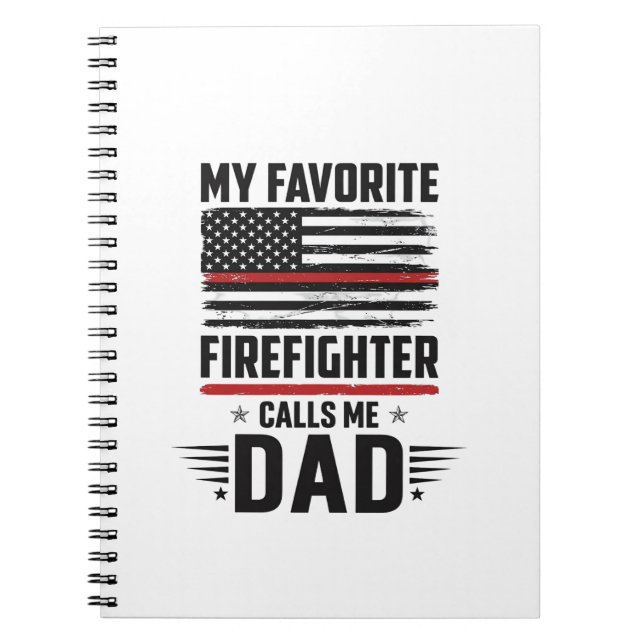 Firefighter Dad Flag Vintage Engraving Design_1 Notebook (Front)
