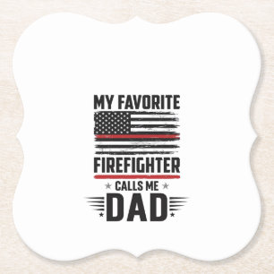 Firefighter Dad Flag Vintage Engraving Design_1 Paper Coaster