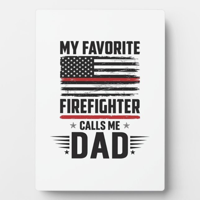 Firefighter Dad Flag Vintage Engraving Design_1 Plaque (Front)