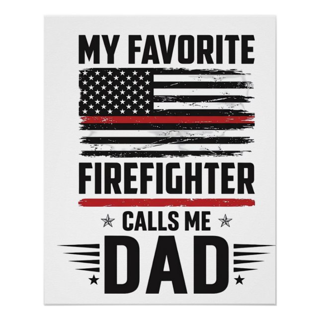 Firefighter Dad Flag Vintage Engraving Design_1 Poster (Front)
