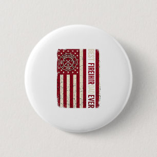 Firefighter Dad Vertical Flag Vintage 2 Inch Round Button
