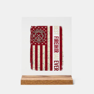 Firefighter Dad Vertical Flag Vintage Acrylic Sign