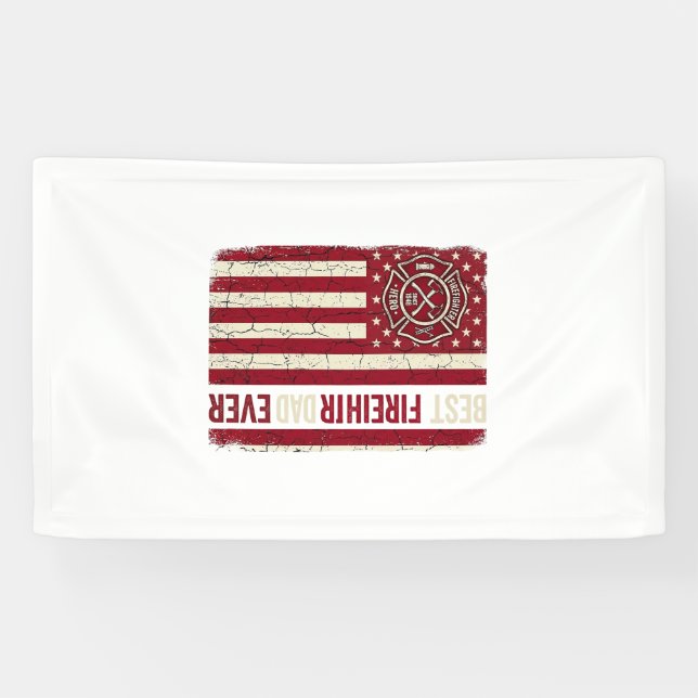 Firefighter Dad Vertical Flag Vintage Banner (Horizontal)