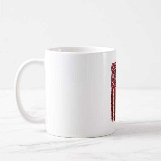 Firefighter Dad Vertical Flag Vintage Coffee Mug (Left)