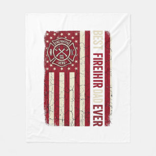 Firefighter Dad Vertical Flag Vintage Fleece Blanket