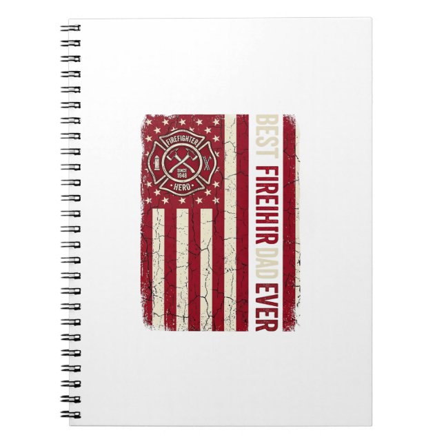 Firefighter Dad Vertical Flag Vintage Notebook (Front)