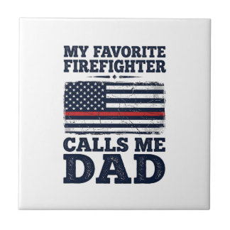 Firefighter Dad Vintage Flag Shirt Design_1 Tile