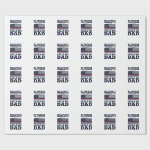 Firefighter Dad Vintage Flag Shirt Design_1 Wrapping Paper