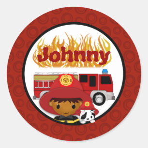 FIREFIGHTER dalmatian fire truck FIRE name #2 03B Classic Round Sticker