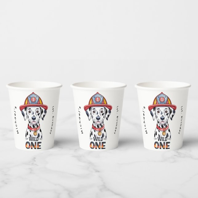 Firefighter Dalmatian Wild One 1st Birthday Party Paper Cups (Multi)