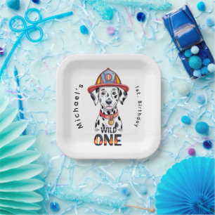 Firefighter Dalmatian Wild One 1st Birthday Party Paper Plate