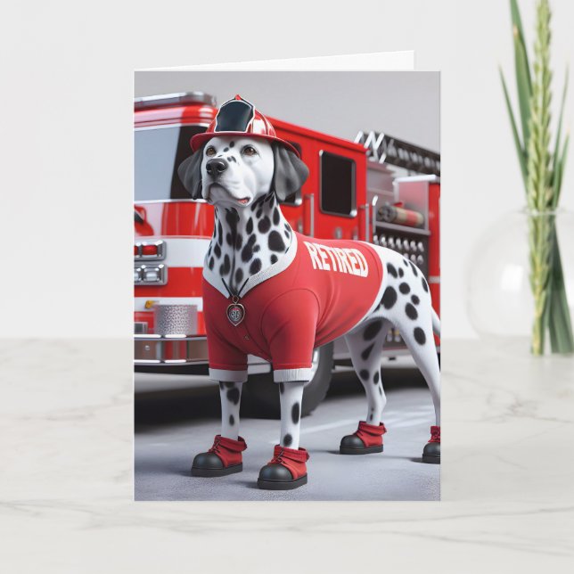 Firefighter Dalmation Wearing a Retired Shirt Card (Front)