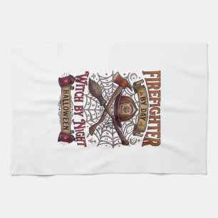 Firefighter Day Witch Night Halloween Helmet Axe B Kitchen Towel
