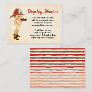 Firefighter Display No Wrapping Baby Shower Enclosure Card