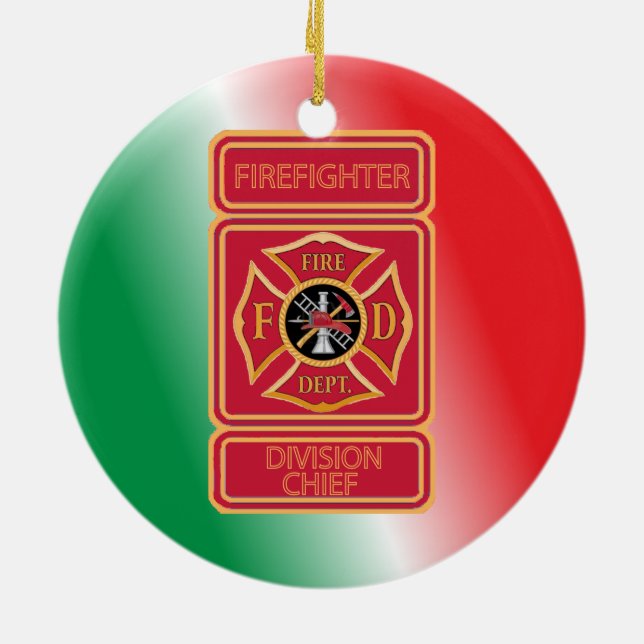 Firefighter Division Chief Custom Ceramic Ornament (Back)