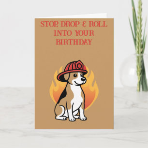Firefighter Dog Birthday Card