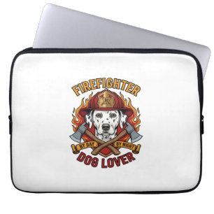 Firefighter Dog Lover Dalmatian Fire Helmet Axes F Laptop Sleeve