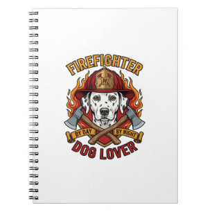 Firefighter Dog Lover Dalmatian Fire Helmet Axes F Notebook