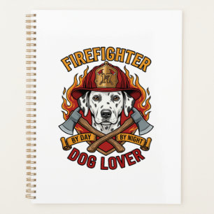 Firefighter Dog Lover Dalmatian Fire Helmet Axes F Planner