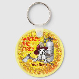 Firefighter Dog Wheres  Fire  Keychain