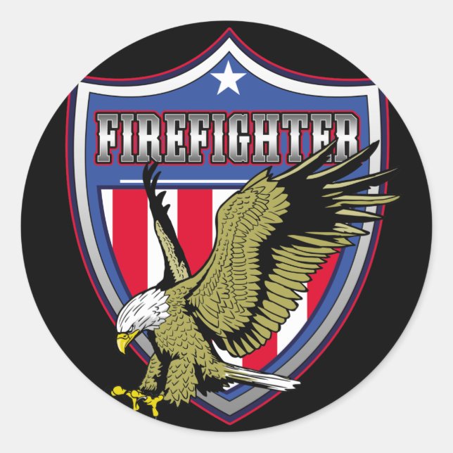 Firefighter Eagle Shield Classic Round Sticker (Front)