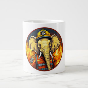 Firefighter elephant large coffee mug