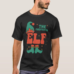 Firefighter Elf Family Matching Christmas Pjs Funn T-Shirt